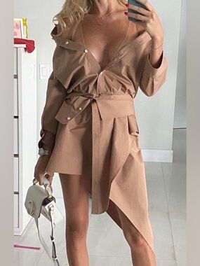 Alexander Wang Camel Asymmetrical Wrap Mini Skirt